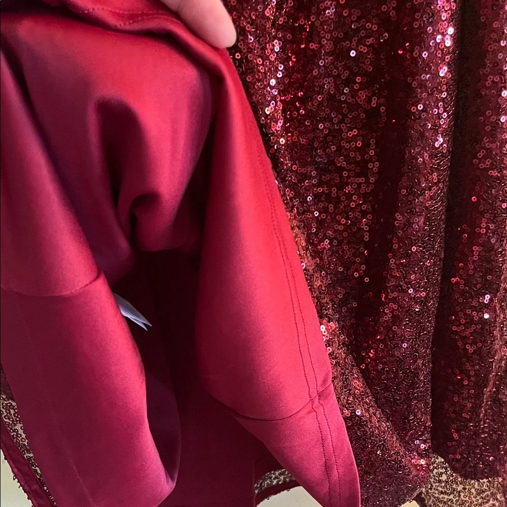 Lulu's Strapless Burgundy Sequin Dress - Picture 5 of 5